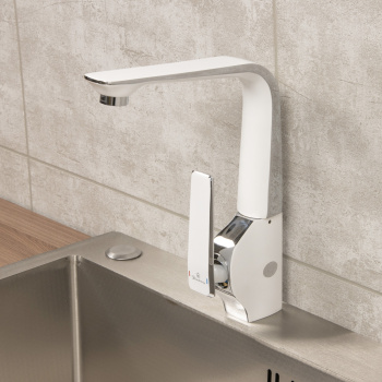 Смеситель для кухни Diadonna D87-443137W белый с хромом, высокий излив *1/10