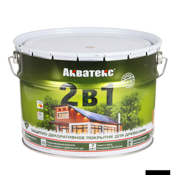Защитно-декоративное покрытие 9 л для древесины АКВАТЕКС 2 в 1, алкидное, калужница