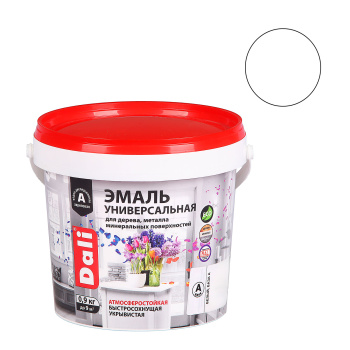 Эмаль акриловая полуматовая 0,9 кг DALI универсальная База А RAL 9010  *6/384