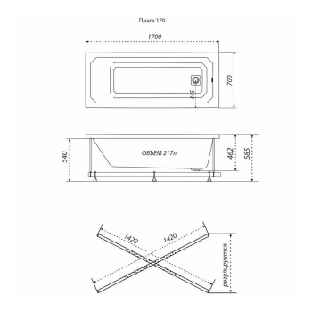 Ванна акриловая Triton Прага, 170x70 см Ванна акриловая Triton Прага, 170x70 см