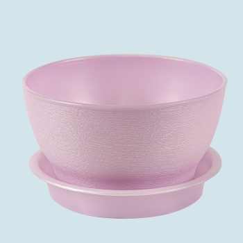 Кашпо пластм. "Фиалочка" 0,5л d верха 125мм h70мм с поддоном Сиреневый перламутр. КФ 0,5ПС *1/65