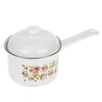 Кастрюля эмалированная 1,5л d140мм Дл.пл.р., крышка с пл.р., обод нерж., с Деколью С-1608АП/4 *1/6 Кастрюля эмалированная 1,5л d140мм Дл.пл.р., крышка с пл.р., обод нерж., с Деколью С-1608АП/4 *1/6