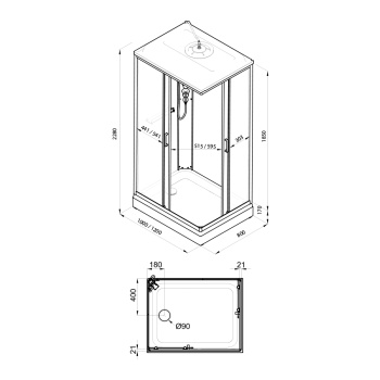 Кабина душевая 120*80*228 Квадро NEW А поддон прямоугольный низкий белый, стекло Полосы, (8уп) Кабина душевая 120*80*228 Квадро NEW А поддон прямоугольный низкий белый, стекло Полосы, (8уп)