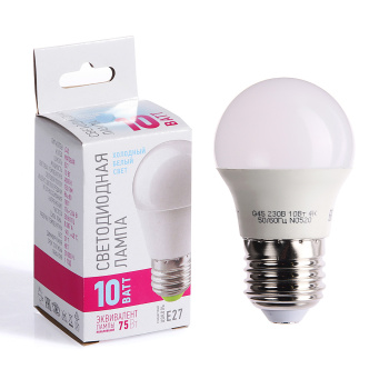 Лампа светодиодная ОНЛАЙТ PROMO, Е27, шар G45, 10 Вт, 750 Лм, 4000 К, нейтральный белый