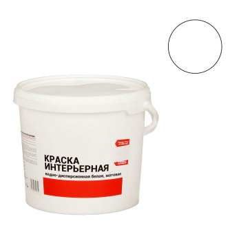 Краска акриловая 5 кг для стен и потолков Первая Цена, белая база А, матовая
