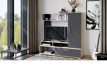 Набор мебели для общей комнаты Сиена (Дуб Сонома, Графит Серый)*1