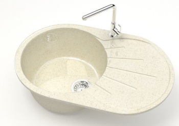 Мойка из искусственного камня овальная бежевая глянцевая Касандра Z110Q2 (730*450*210) *1