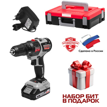 Дрель-шуруповерт 18В 2скор.0-400/0-1450об/мин 44Нм 2Ач 2аккум Б/Щ LI-ION ДА-10/18В ИНТЕРСКОЛ *1/4