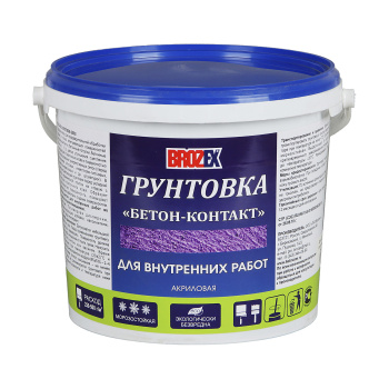 Грунтовка бетон-контакт BROZEX, для внутренних работ, 6 кг