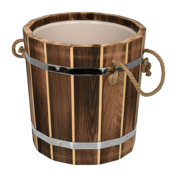 Запарник 10 л. с пластиковой вставкой, обожжённая липа, "Банные штучки" в терм./1