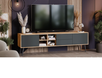 Тумба ТВ тип 5 с опорами Дуб Крафт золотой, Антрацит, Серый*1