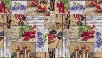 Клеёнка на нетканой основе "Мажор" "Коллаж из ягод" беж.-сер. шир.1,35м 567/2 "Колорит" *20