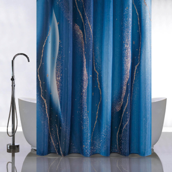 Штора  для ванной "Санакс" п/эстер 180*180см "Синие разводы"  без колец 01-92 *1/24