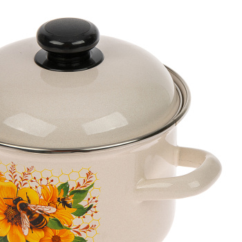 Кастрюля эмалированная 1,5л d140мм крышка с пл.р., обод нерж., с Деколью С-1608АП2/4 *1/8 Кастрюля эмалированная 1,5л d140мм крышка с пл.р., обод нерж., с Деколью С-1608АП2/4 *1/8