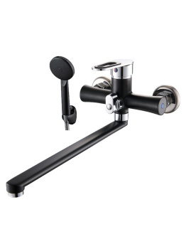 Смеситель д/ванны "Эверест" длинный излив, черный/хром B22-274F *1/10