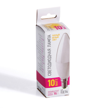 Лампа светодиодная ОНЛАЙТ PROMO, Е14, свеча С37, 10 Вт, 700 Лм, 2700 К, теплый белый