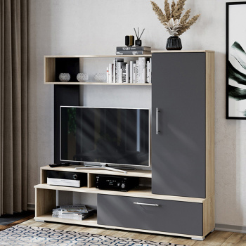 Набор мебели для общей комнаты Сиена (Дуб Сонома, Графит Серый)*1