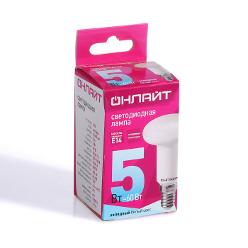 Лампа светодиодная ОНЛАЙТ, Е14, рефлектор R50, 5 Вт, 420 Лм, 4000 К, нейтральный белый