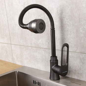 Смеситель для кухни Эверест B58-15319 высокий излив, брезентово-серый *1/10