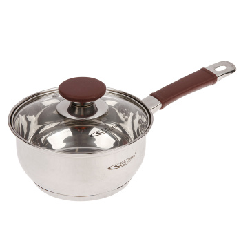 Кастрюля нерж. "Катунь" "Берта" 1,5л d16см термораспред. дно, Стекл. кр., силик.руч. КТ15-K *1/4