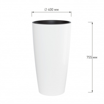 Кашпо пластм. "Рондо" высокое 71л d 400мм h755мм, со вставкой 23л Белый М8877 (ЗПИ "Альт.") *1